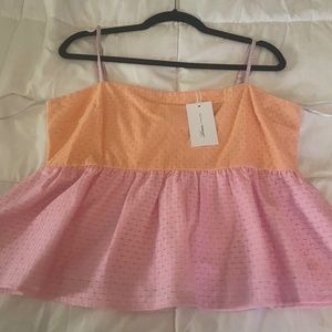 NEVER BEEN WORN LOVERS & FRIENDS Eyelet Babydoll Top, Size XL, Tags on